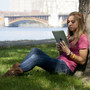 Fisher College Photo - Fisher student studying in the Esplanade. The campus is steps away from The Charles River, Boston Common, and Public Garden.